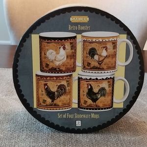 Set of 4 Brand New Retro Rooster Mug by Sakura